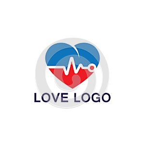 Love with Medical Pulse logo concept. Health love Creative Logo vector template