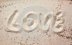 Love message in the sand
