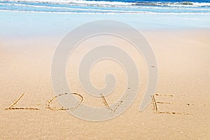 Love message on sand