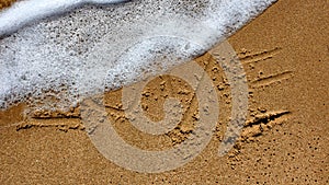 Love message written in sand