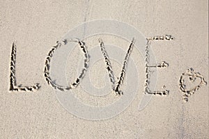 Love message written in sand
