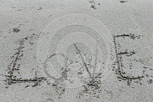 Love message written in sand