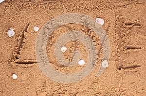 Love message written in sand