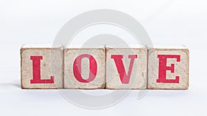 Love message written in wooden blocks