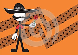 Love Mexican mariachi pictogram cartoon background