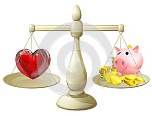 Love or money balance concept