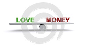 Love money balance on white