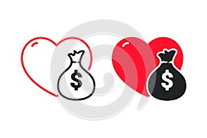 Love with moneybag. Illustration vector
