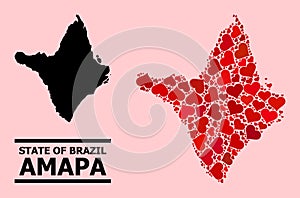 Red Love Mosaic Map of Amapa State photo