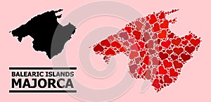 Red Valentine Collage Map of Majorca