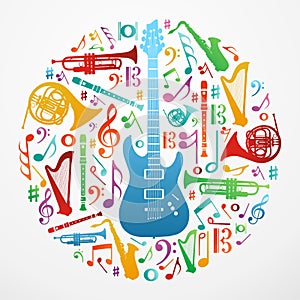 Love for music concept illustration background