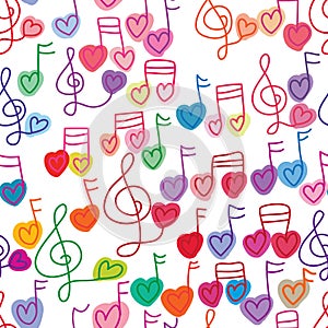 Love music note free paint seamless pattern