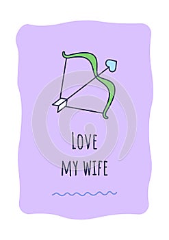 Love my spouse greeting card with color icon element
