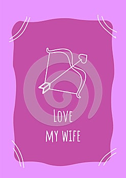 Love my spouse purple postcard with linear glyph icon