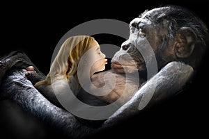 Love, Nature, Girl, Monkey, Kiss