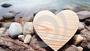 Love in nature, heart shaped pebble, romance stone generated by AI