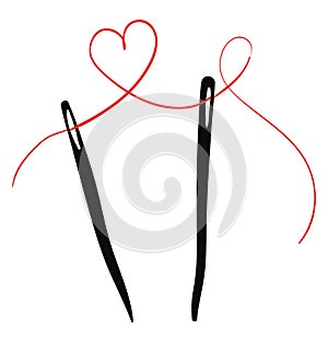 Love needle and thread illustration vector