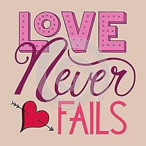 Love Never Fails Lettering