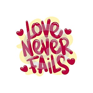 love never fails people quote typography flat design illustration