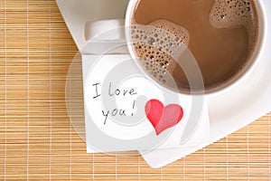 A love note with a cup of coffee