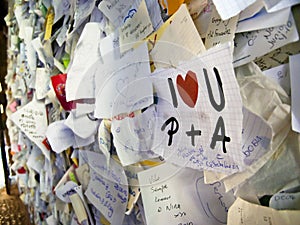 Love notes in archway of Casa di Giulietta photo