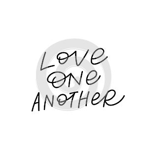 Love one another calligraphy quote lettering