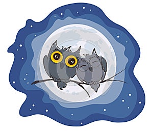 Love owls and full moon photo