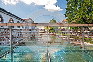 Love padlocks on Butcher's bridge, Ljubljana, Slovenia