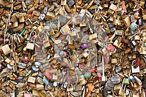 Love padlocks in Paris background
