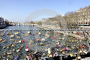 Love padlocks at the Pont des Arts bridge