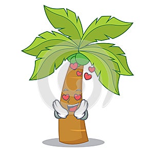 In love palm tree character cartoon