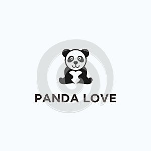 love panda logo design vector illustration