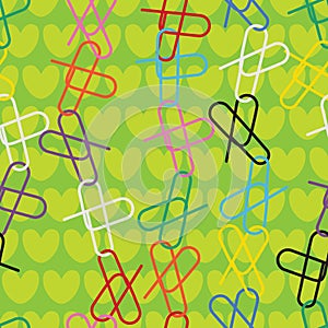 Love paper clip connect vertical seamless pattern