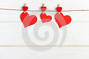 Love paper heart on string. Valentine day concept, copy space