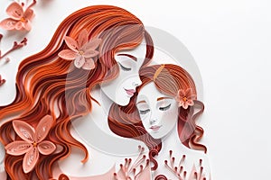 Love on Paper: Mother and Daughter Embracing on Mother\'s Day with Paper Quilling and Papercraft Technique, Generative AI