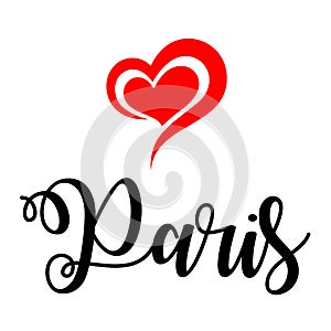 Love Paris handwritting illustration
