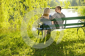 In love on the park bench