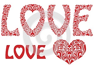 The word `love` with pattern.