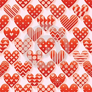 Love pattern cut red color symmetry effect seamless pattern