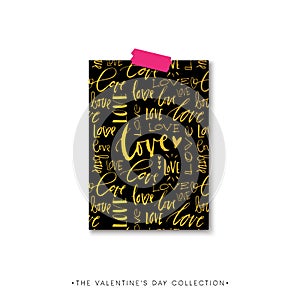 Love pattern. Valentines day calligraphy gift card. Hand drawn d