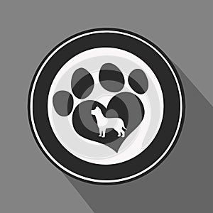 Love Paw Print Black Circle Icon