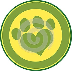 Love Paw Print Green Circle Banner