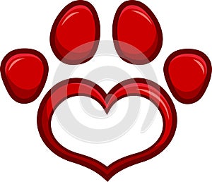 Love Paw Print Logo Design