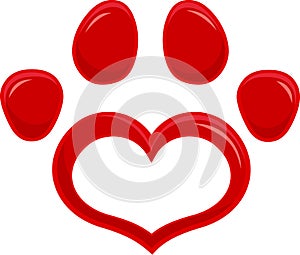 Love Paw Print Logo Design