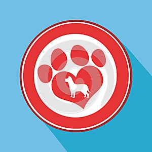 Love Paw Print Red Circle Icon