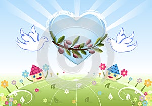 Love and Peace to the Earth with white doves