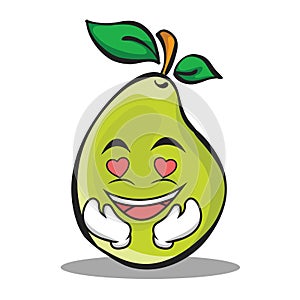 In love pear character cartoon