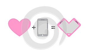 Love and phone. Fantastic concept phone design for lovers and romantics. Vector illustration