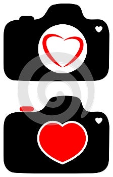 Love with photography camera heart logo