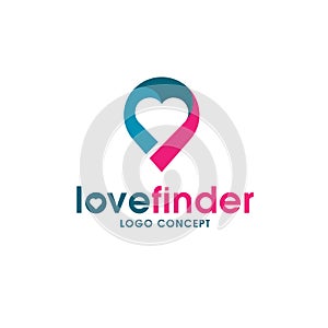 Love pin logo, love finder logo